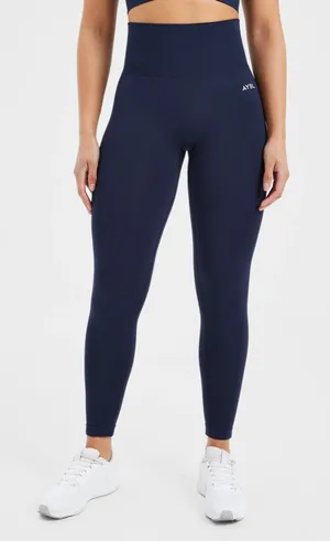 AYBL Empower Seamless Pull On Leggings Navy Blue Large Workout Fitness Gym NWOT thumbnail 1