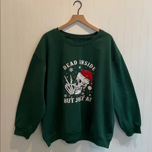 SHEIN Christmas Graphic Crewneck Sweatshirt Funny Dead Inside Jolly AF Size 4X thumbnail 2