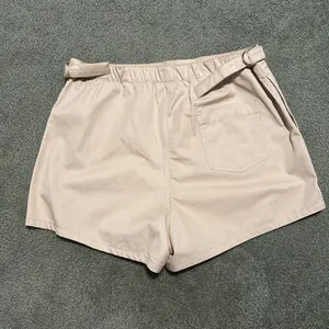 Zara beige hi waist adjustable flat front Shorts thumbnail 7
