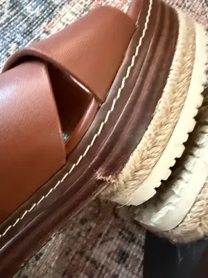 DELTAN Brown Leather Espadrille Platform Sandals Size 9 thumbnail 10