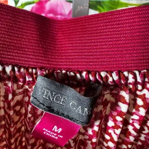 X328. Vince Camuto red & pink floral pleated maxi skirt Size M thumbnail 2