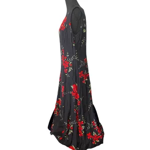 Dressbarn Vintage Black Red Floral Maxi Dress USA‎ 12 Dark Romantic Grunge 90s thumbnail 3