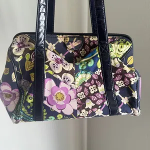 Vera Bradley Bird Floral Print Satchel Purse Blue thumbnail 2