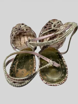 BCBGirls Rose Gold Textured Strappy Platform Heels thumbnail 6