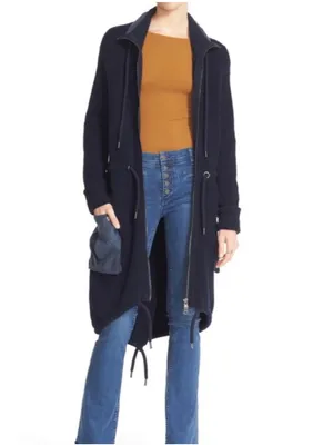 Free People Surplus Navy Cardigan Sweater Jacket Zip Cardigan Womens‎ Size XS thumbnail 5