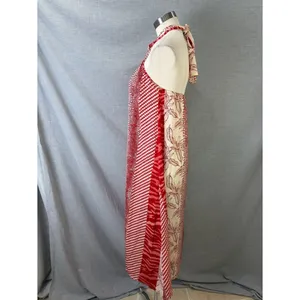 NWT Banana Republic Red White Mixed Print Halter Maxi Dress Tie Neck S Resort thumbnail 6