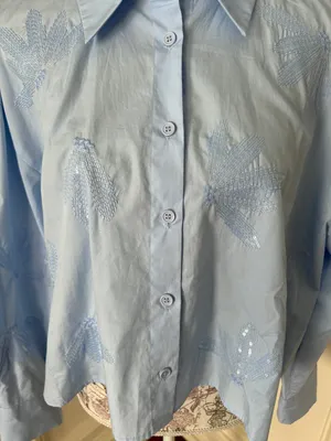 Zara NWOT Sequined Button Down Shirt thumbnail 2