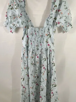 Hill House Ophelia in Pond Floral Midi Dress with Puff Sleeve — Size M thumbnail 4