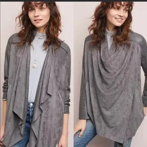 Anthro Blank NYC  grey draped velour jacket thumbnail 2