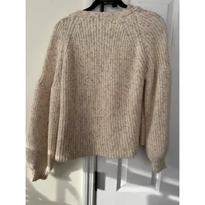 On Twelfth Cream‎ Marled Chunky Knit Button Front V-Neck Cardigan Sweater S thumbnail 3