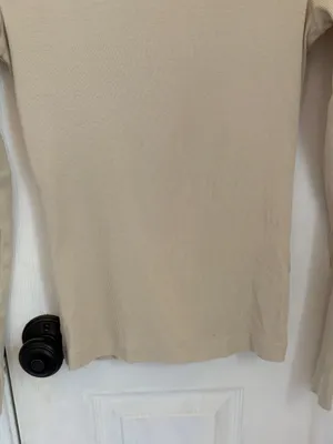 H&M Long Sleeve Crewneck Ribbed Top in Beige thumbnail 3