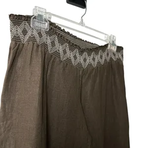 VTG Guess Jeans Women's 100% Linen‎ Pants Large Y2K Boho Wide Leg Smocked Waist thumbnail 8