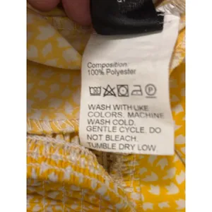 SHEIN‎ Yellow Heart Print Smocked Strapless Wide Leg Jumpsuit Small Boho Summer thumbnail 4
