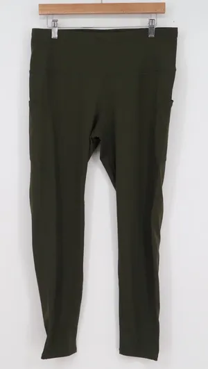 Unbranded Womens XL Olive Green High Waisted Athletic Leggings with Side Pockets thumbnail 1