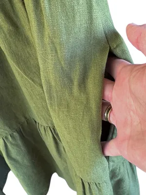 EUC Madewell Puff Sleeve Tiered Dress Green Size Mediun thumbnail 5