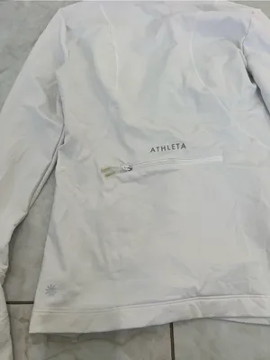 Athleta White Quarter Zip Workout Top Size Small thumbnail 7