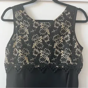 Vintage KiKi USA Black with Gold Lace Detail Gown Small thumbnail 8