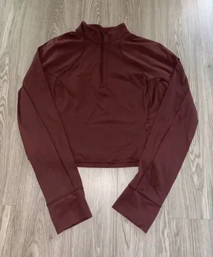 CRZ Yoga Velvet Brown Quarter Zip Athletic Sweater thumbnail 1