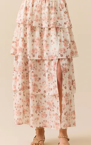 NEW Altar’d State Floral Evara Tiered Midi Skirt Size Large NWT thumbnail 1