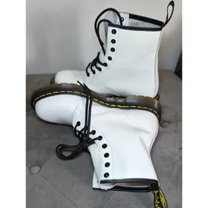 Dr. Martens White Lace-Up Women's Combat Boots with Black Laces thumbnail 7