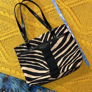 Coach Vintage Canvas Zebra Print Tote Shoulder Bag thumbnail 14