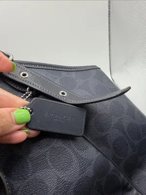 Coach Black Meadow Shoulder Bag in Signature Canvas Dual Straps Brown Interior thumbnail 6