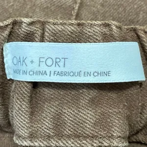 Oak + Fort Women's Brown High Waisted Wide Leg Baggy Cropped Denim Jeans Size L thumbnail 4