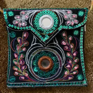 Artisan Purse Made in Pakistan Crossbody Sequin Beaded Embroider Handmade Small thumbnail 2