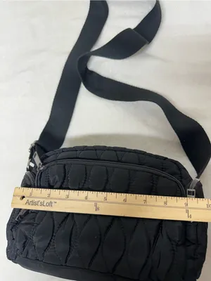 Quilted Black Crossbody Bag - Everyday Lightweight Shoulder Bag thumbnail 3