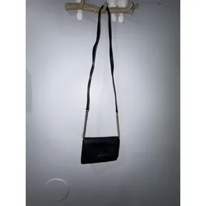Kate Spade Black Saffiano Leather Chain Crossbody Wallet Bag Gold Hardware P thumbnail 10