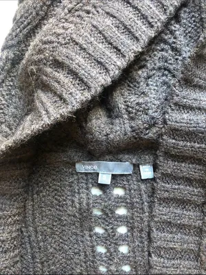 Vince Chunky Fisherman Knit Hooded Sweater Size S Alpaca Wool Blend thumbnail 3