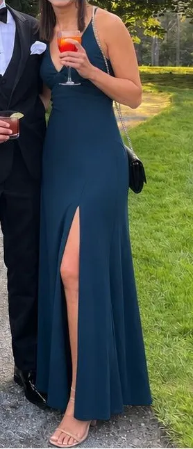 Lulus - Carried by Romance Dark Teal Sleeveless Maxi Dress thumbnail 1