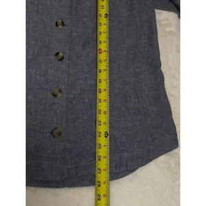 Centigrade Button Front Linen Blend Shacket Shirttail Hem Indigo Blue M NO BELT thumbnail 8