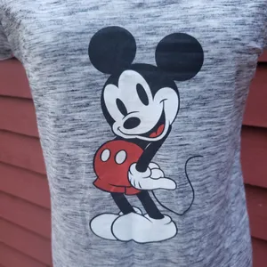 Disney Mickey Mouse space dye grey V-neck T-shirt Top Size large L thumbnail 2