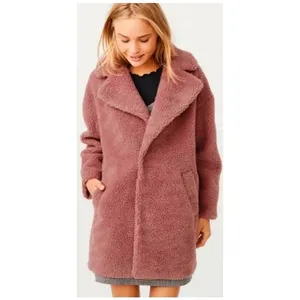 Abercrombie & Fitch Sherpa Teddy Fleece Over Coat XS Mauve Pink Cozy Soft Y2K thumbnail 11