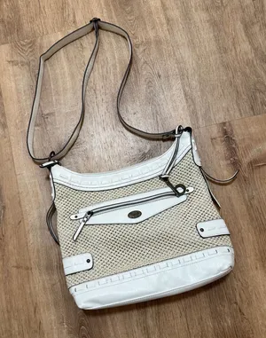 B.O.C. Born‎ Concept | White Woven Straw Mixed Media Cream Boho Crossbody Bag thumbnail 1