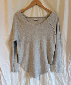 Aritzia Tna Alder Long Sleeve Scooped Neck Waffle Knit Casual Thermal Top thumbnail 1