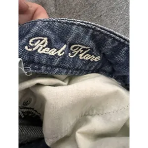 American Eagle Women Blue‎ Medium Wash Low Rise Wide Leg Flare Jeans Size 4? thumbnail 12