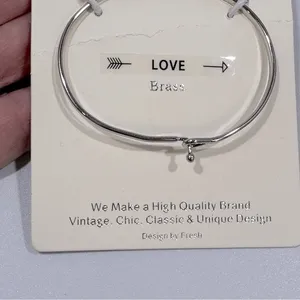 Fresh & Co Silver “ Love “ Bangle Bracelet Minimalist Sweet Simple Dainty thumbnail 3