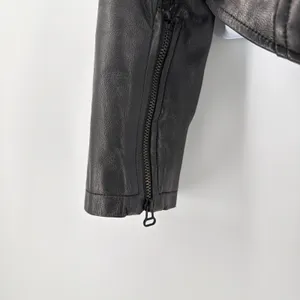 Alice + Olivia Black Lambskin Leather Asymmetric Drape Collar Moto Jacket Fits S thumbnail 2