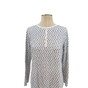 Roller Rabbit Blue Heart‎ Pajama Top Pima Cotton Henley Sleep Shirt Size Small thumbnail 5