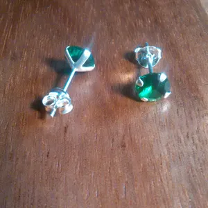 Simulated Green Diamond Sterling Silver Stud Earrings thumbnail 6
