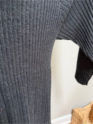 Vintage April Too! Cornell Wool Blend Long Sweater Coat Duster Jacket Dark Grey thumbnail 3