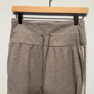 Ribbed High Waisted Tummy Control Drawstring Wide Leg Color Block Fleece Trouser thumbnail 3