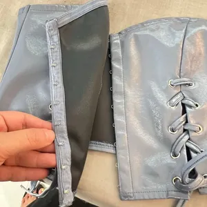 🔥🔥 5/$25 sale 🔥🔥 Tic Toc Light Blue Patent Leather Lace Up High Key Flirt Corset thumbnail 11