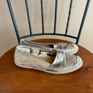 Tory Burch Seaside Glitter‎ Espadrille Flats in Gold Size 5.5 or 36 thumbnail 5