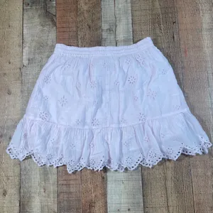 Aerie Light Pink Cotton Eyelet Ruffle Mini Skirt Elastic Waist Medium M Boho thumbnail 6