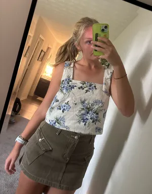 Floral Linen Blouse Madewell White thumbnail 1