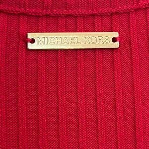 Michael‎ Michael Kors Ribbed Knit Midi Dress Red Pink Ring Shoulder Belted Small thumbnail 12