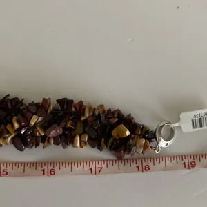 Agate Jasper collar necklace Multicolor natural stone nugget beaded cluster EUC thumbnail 12